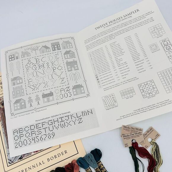 The Drawn Thread Counted Cross Stitch 12 House Sampler & Perennial Border Floss - Picture 5 of 11